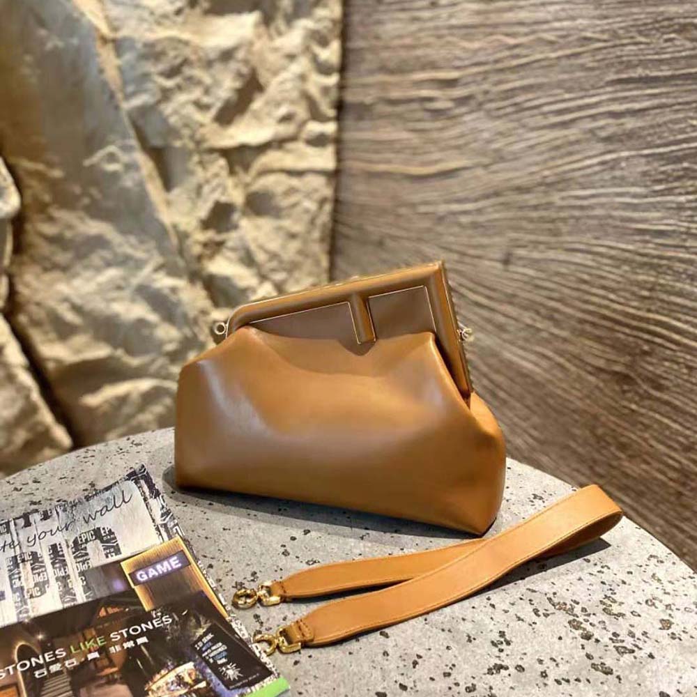 Fendi Women First Medium Nappa Leather Bag-Brown