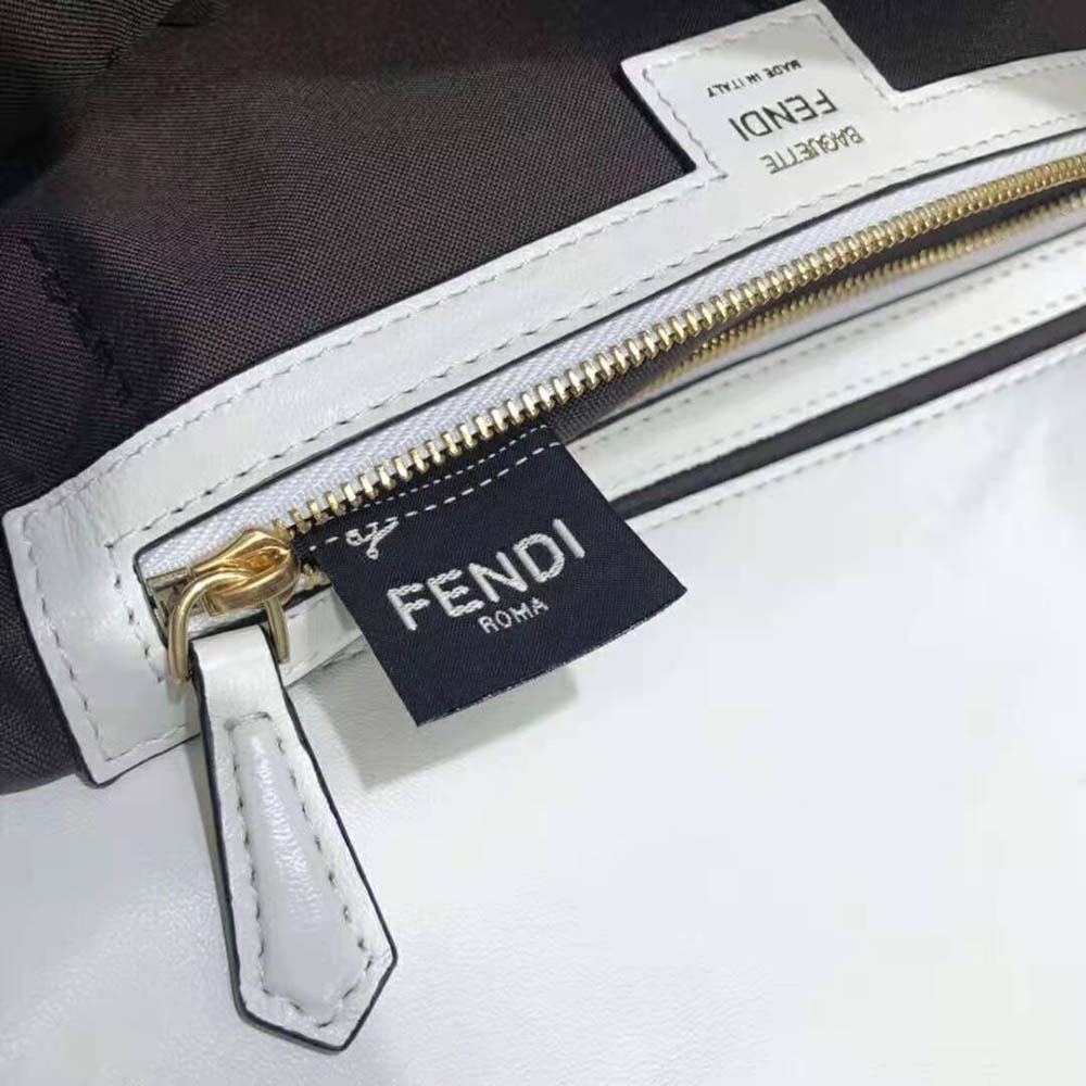 Fendi Women Iconic Large Baguette Leather Bag-White