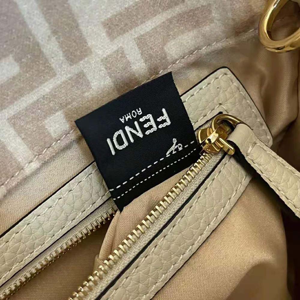 Fendi Women Medium Baguette 1997 Beige FF Wool Bag