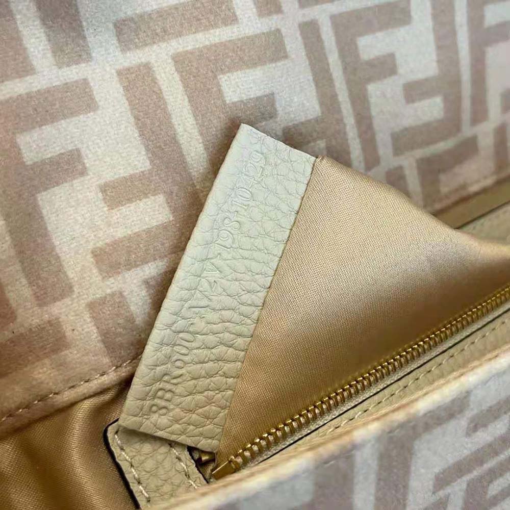 Fendi Women Medium Baguette 1997 Beige FF Wool Bag