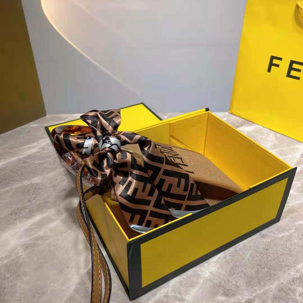 Fendi Women Mini Sunshine Shopper Brown Flannel Mini-Bag