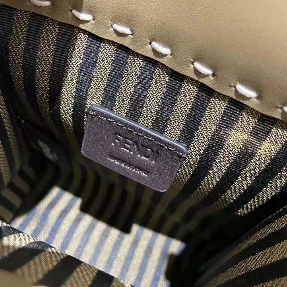 Fendi Women Mini Sunshine Shopper Gray Leather and Elaphe Mini-Bag