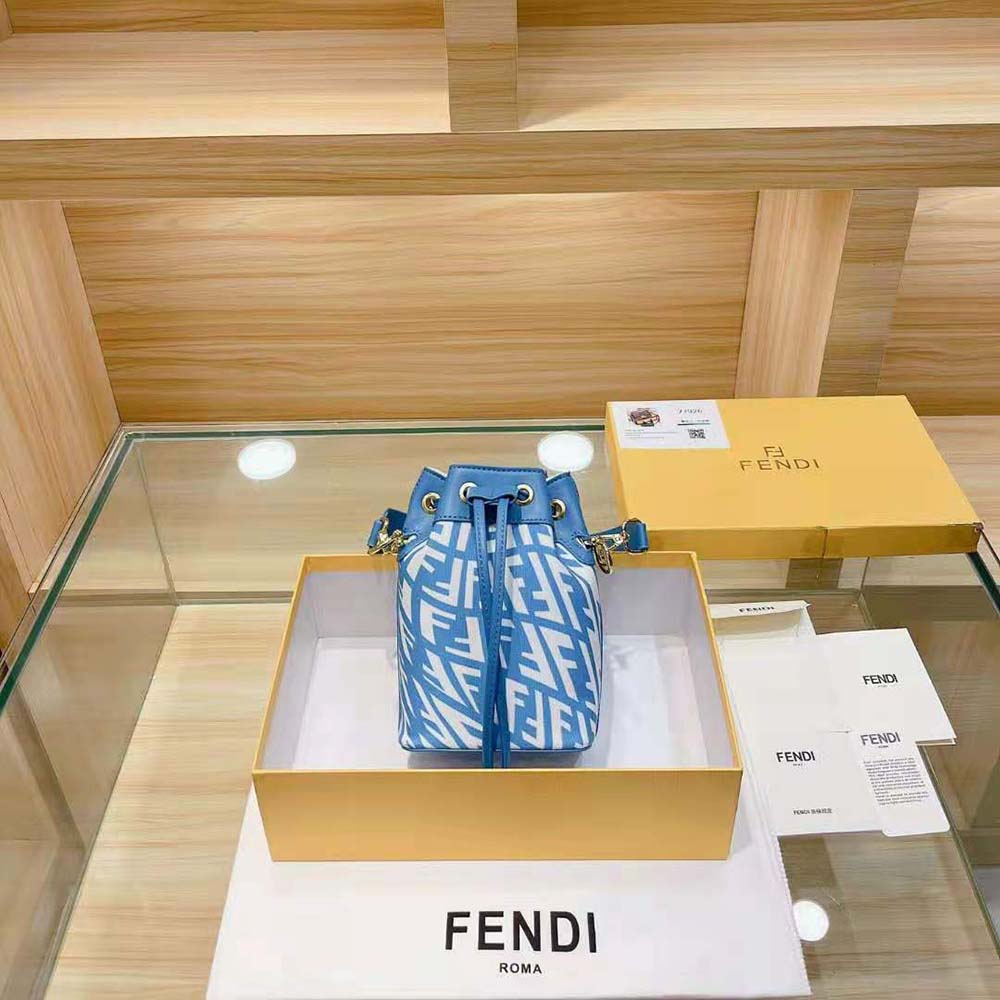 Fendi Women Mon Tresor Glazed Canvas Mini-Bag-Blue