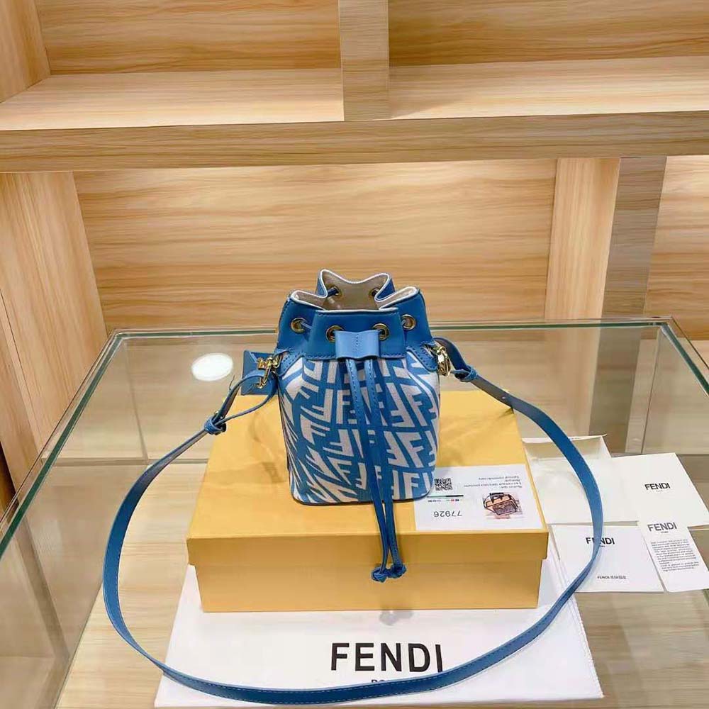 Fendi Women Mon Tresor Glazed Canvas Mini-Bag-Blue