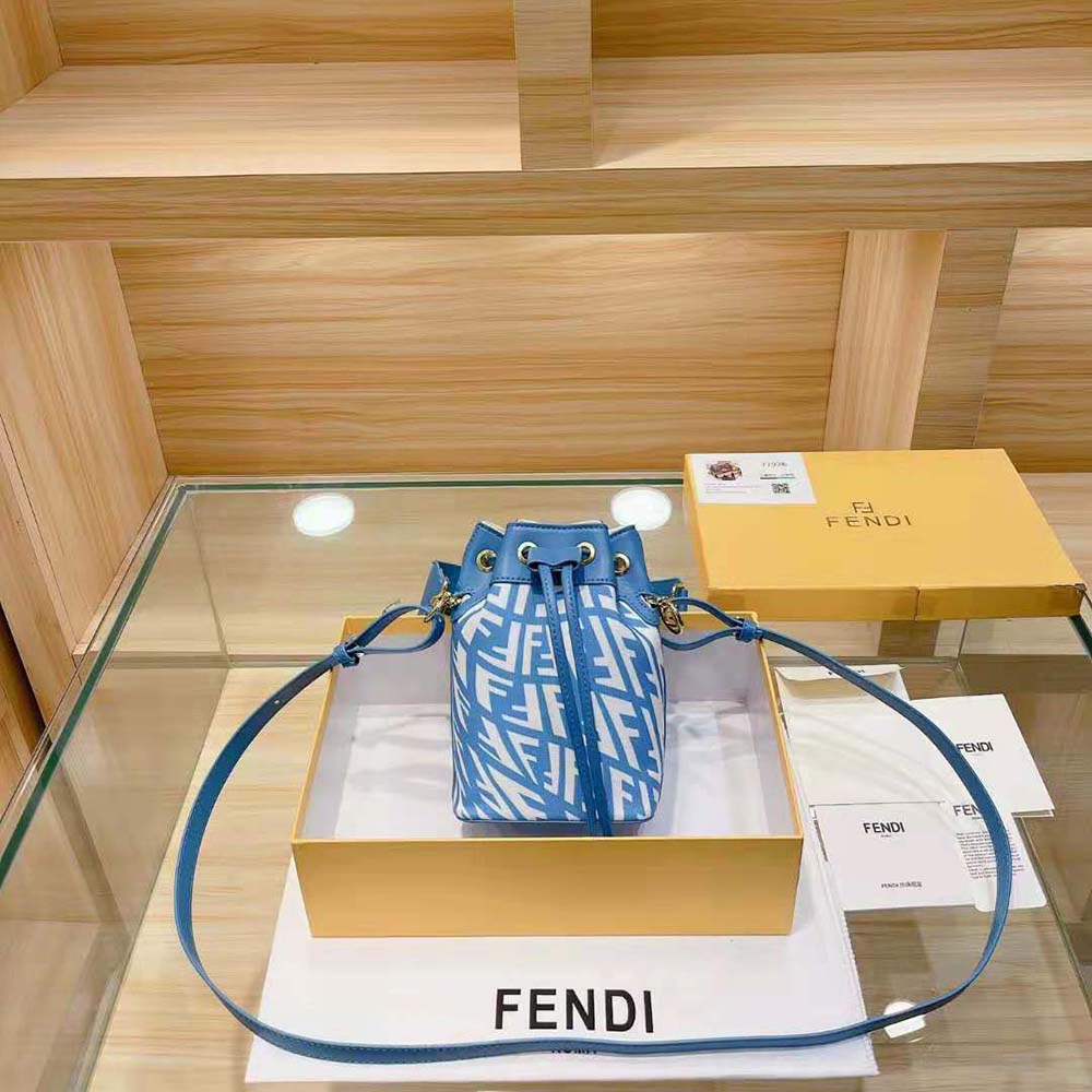 Fendi Women Mon Tresor Glazed Canvas Mini-Bag-Blue
