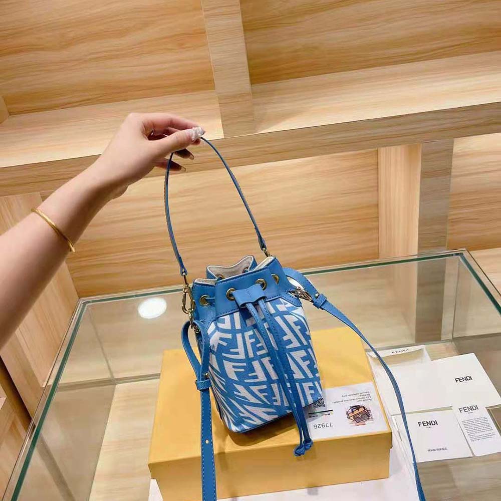 Fendi Women Mon Tresor Glazed Canvas Mini-Bag-Blue