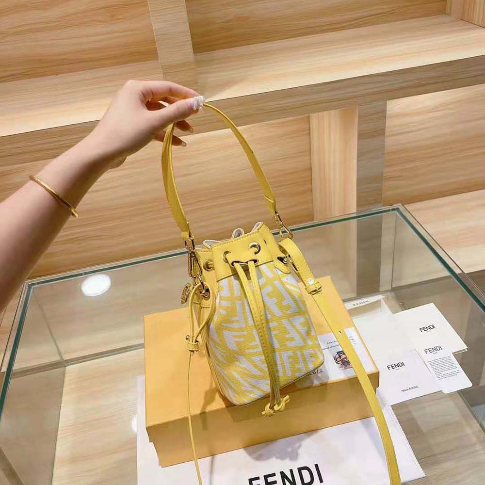 Fendi Women Mon Tresor Glazed Canvas Mini-Bag-Yellow