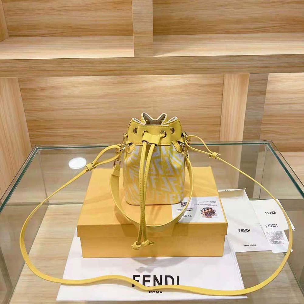 Fendi Women Mon Tresor Glazed Canvas Mini-Bag-Yellow