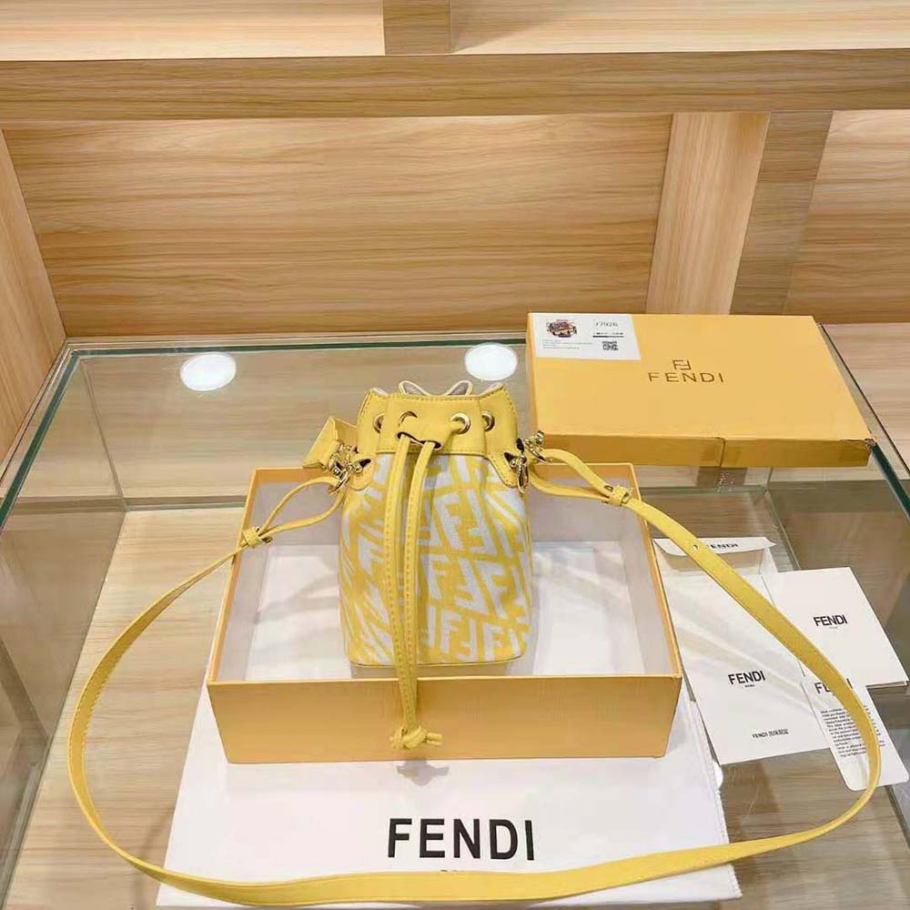 Fendi Women Mon Tresor Glazed Canvas Mini-Bag-Yellow