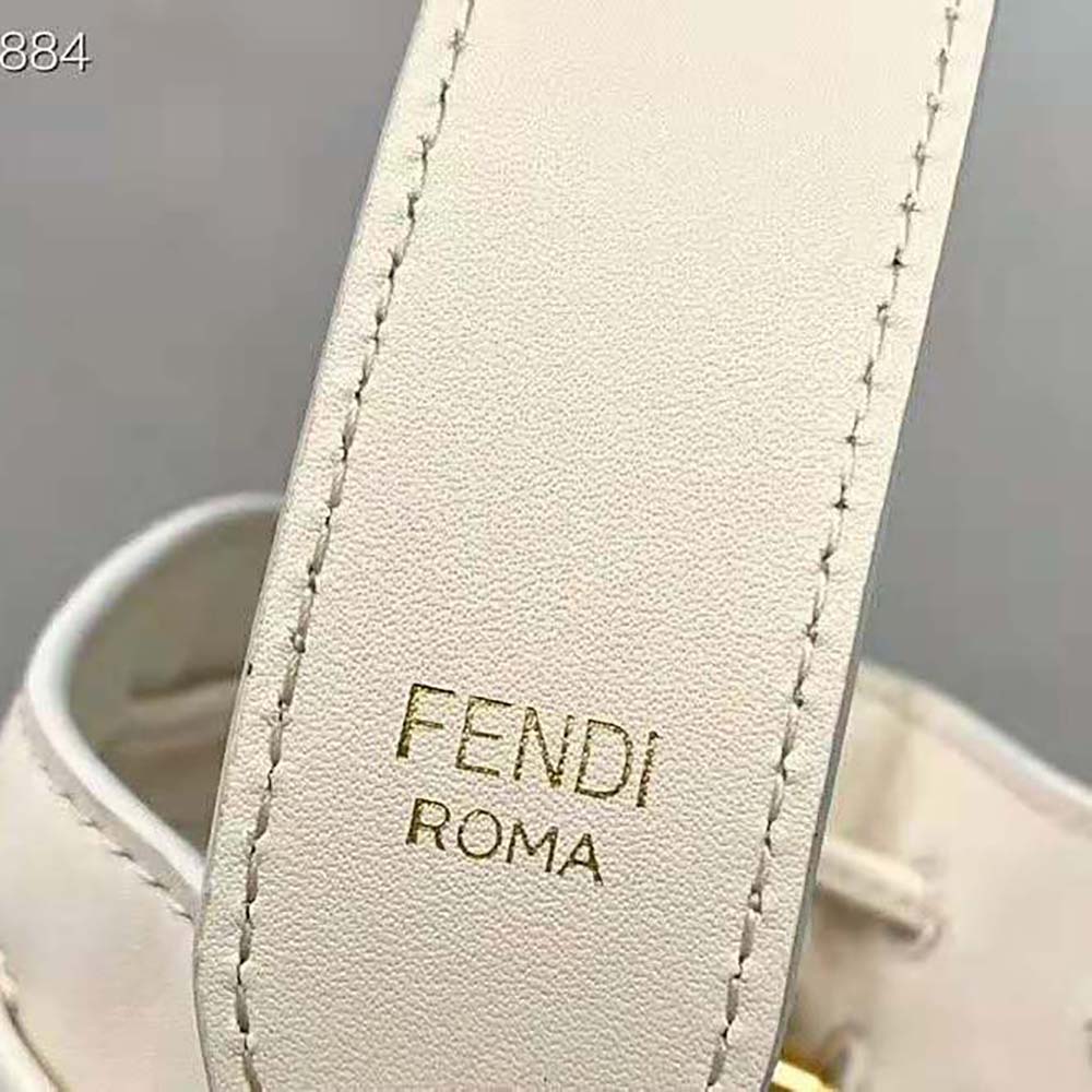 Fendi Women Mon Tresor Leather and Mesh Mini-Bag-White