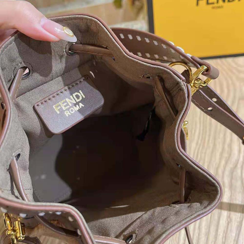 Fendi Women Mon Tresor Mini-Bag in Brown Sheepskin