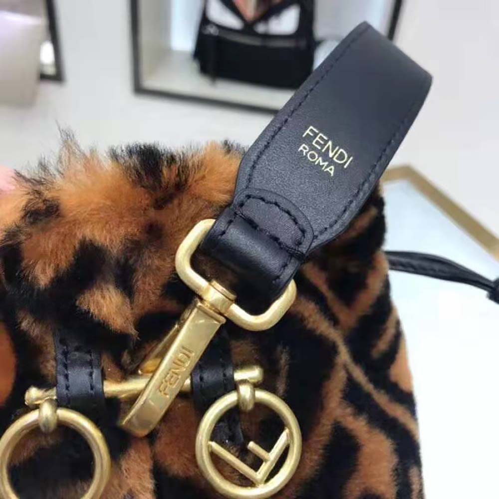 Fendi Women Mon Tresor Mini-Bag in Brown Sheepskin