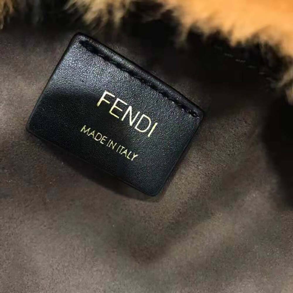 Fendi Women Mon Tresor Mini-Bag in Brown Sheepskin
