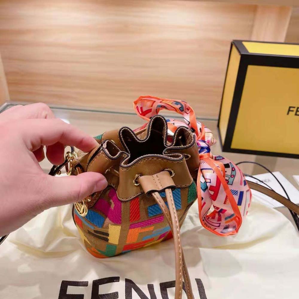 Fendi Women Mon Tresor Multicolor FF Canvas Mini-Bag