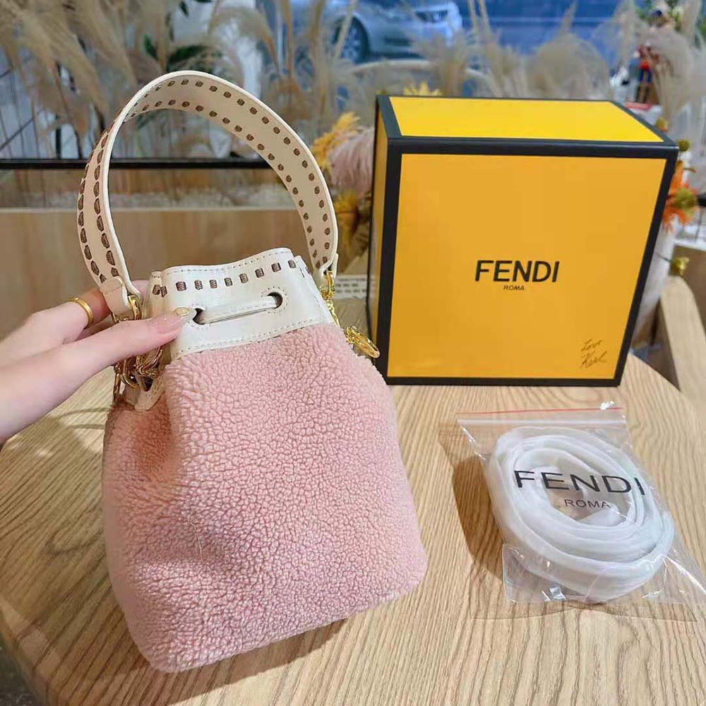 Fendi Women Mon Tresor Pink Sheepskin Mini-Bag