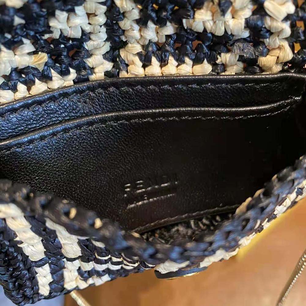Fendi Women Nano Baguette Charm Black Raffia Charm