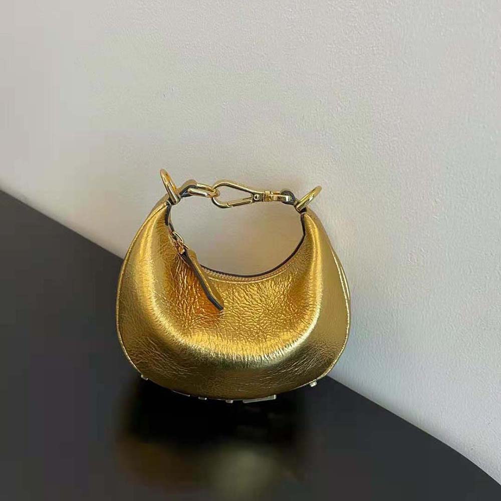 Fendi Women Nano Fendigraphy Gold Leather Charm