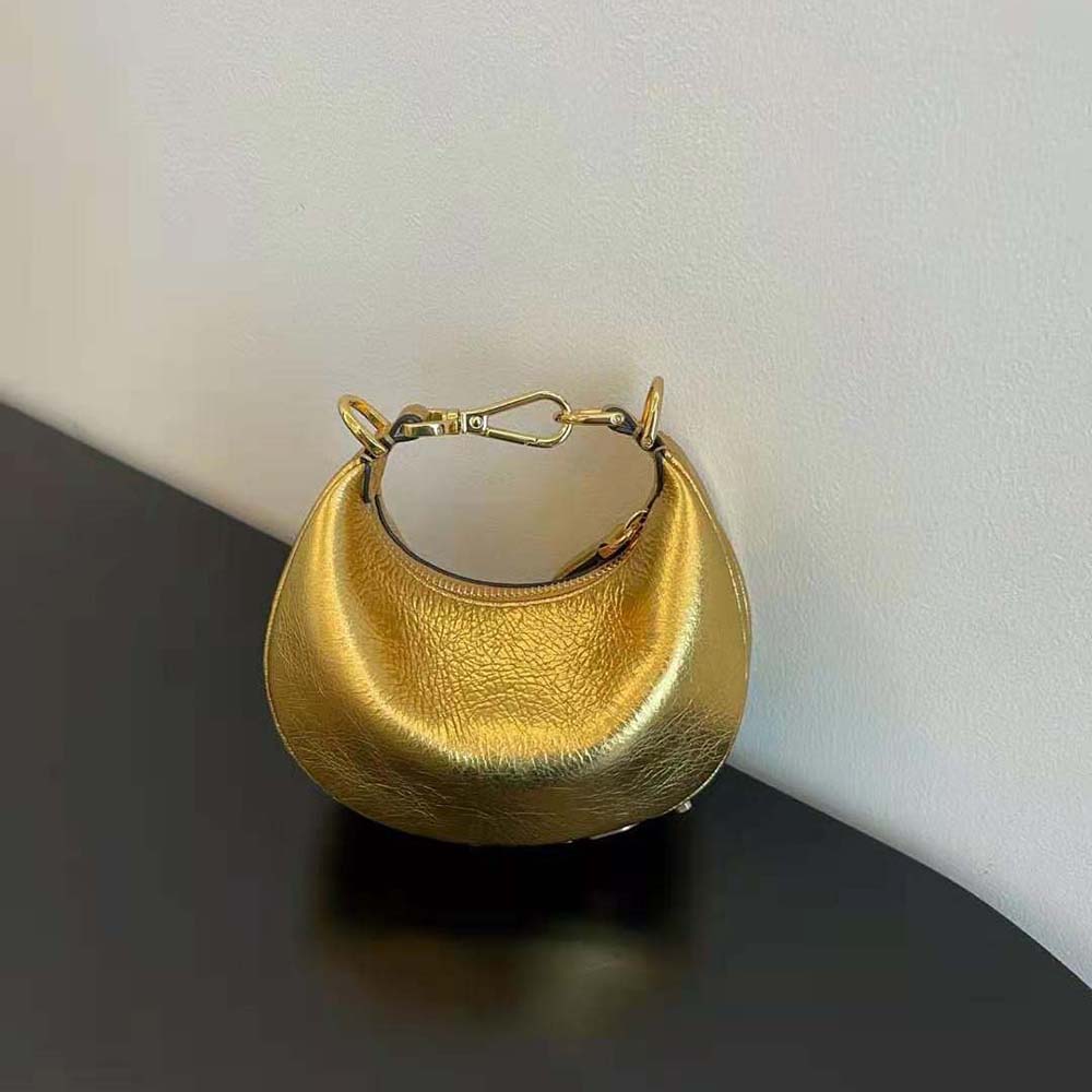 Fendi Women Nano Fendigraphy Gold Leather Charm