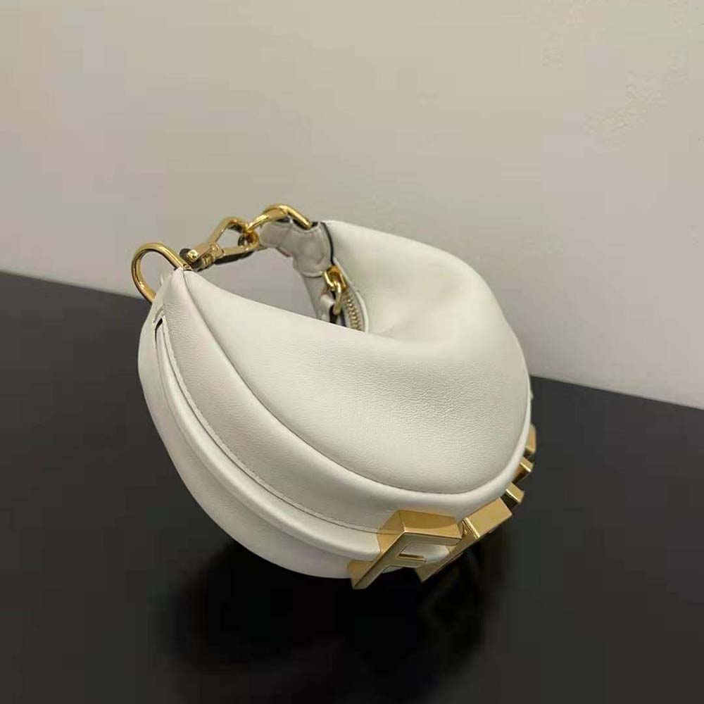 Fendi Women Nano Fendigraphy White Leather Charm