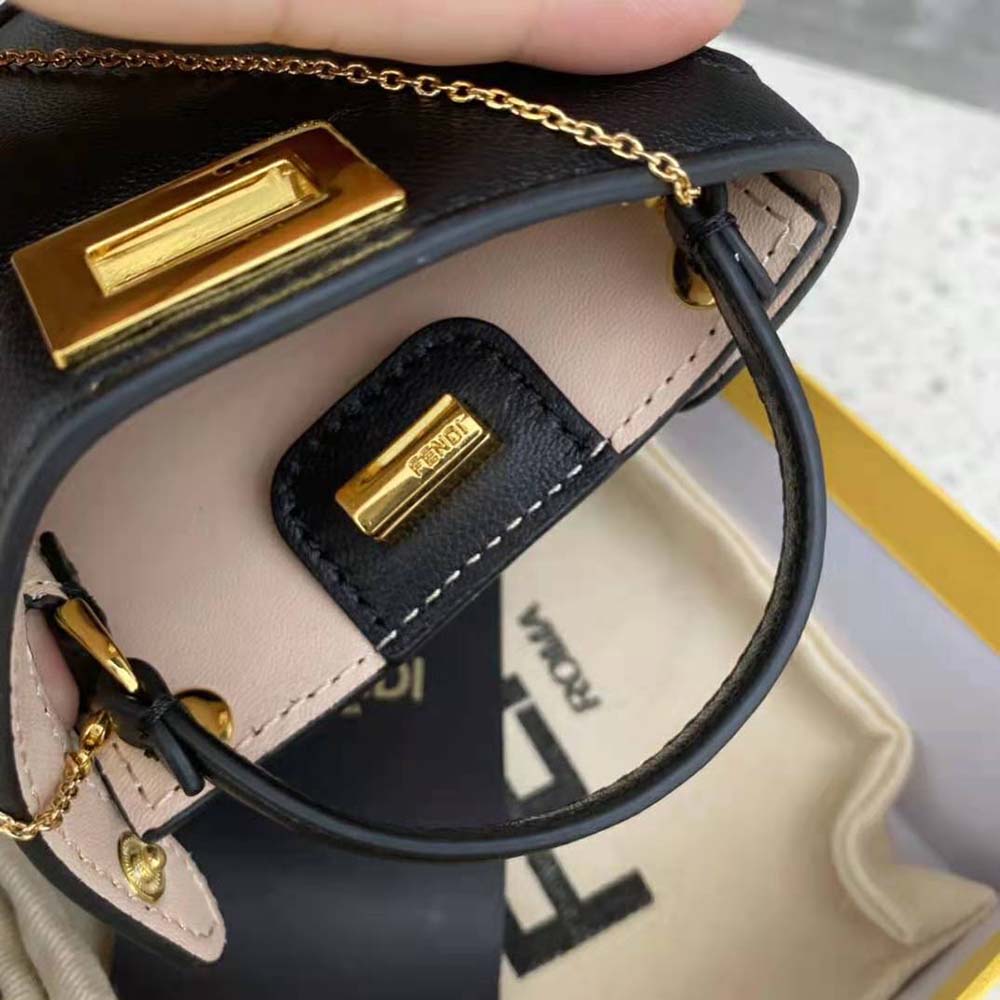 Fendi Women Pico Peekaboo Charm Light Black Nappa Leather Charm