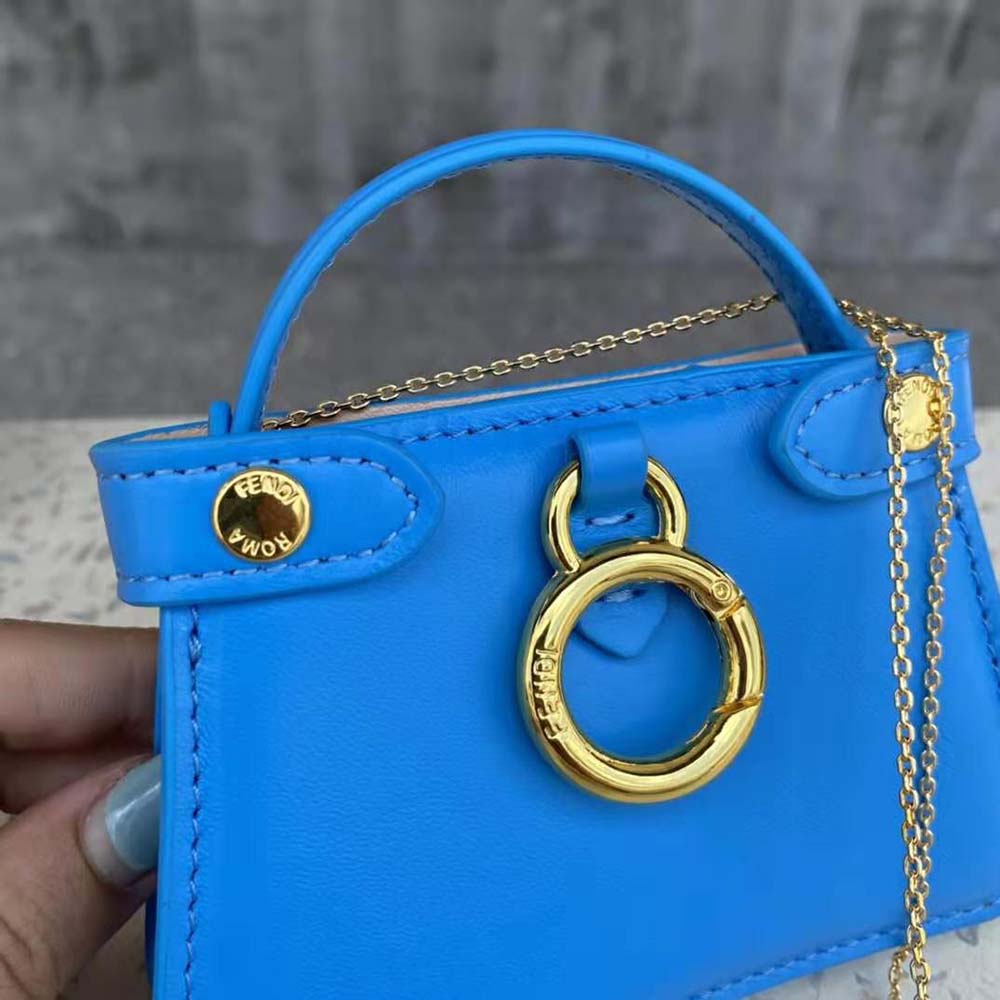 Fendi Women Pico Peekaboo Charm Light Blue Nappa Leather Charm
