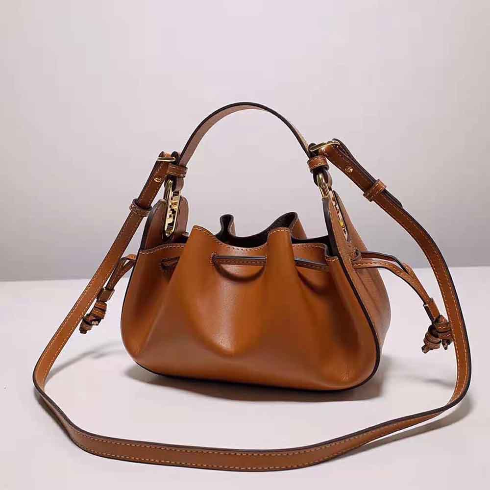 Fendi Women Pomodorino Brown Leather Mini-Bag
