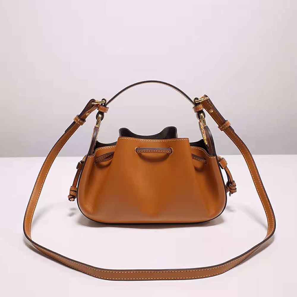Fendi Women Pomodorino Brown Leather Mini-Bag