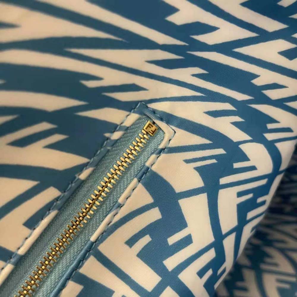 Fendi Unisex Shopper Blue Glazed Canvas Bag