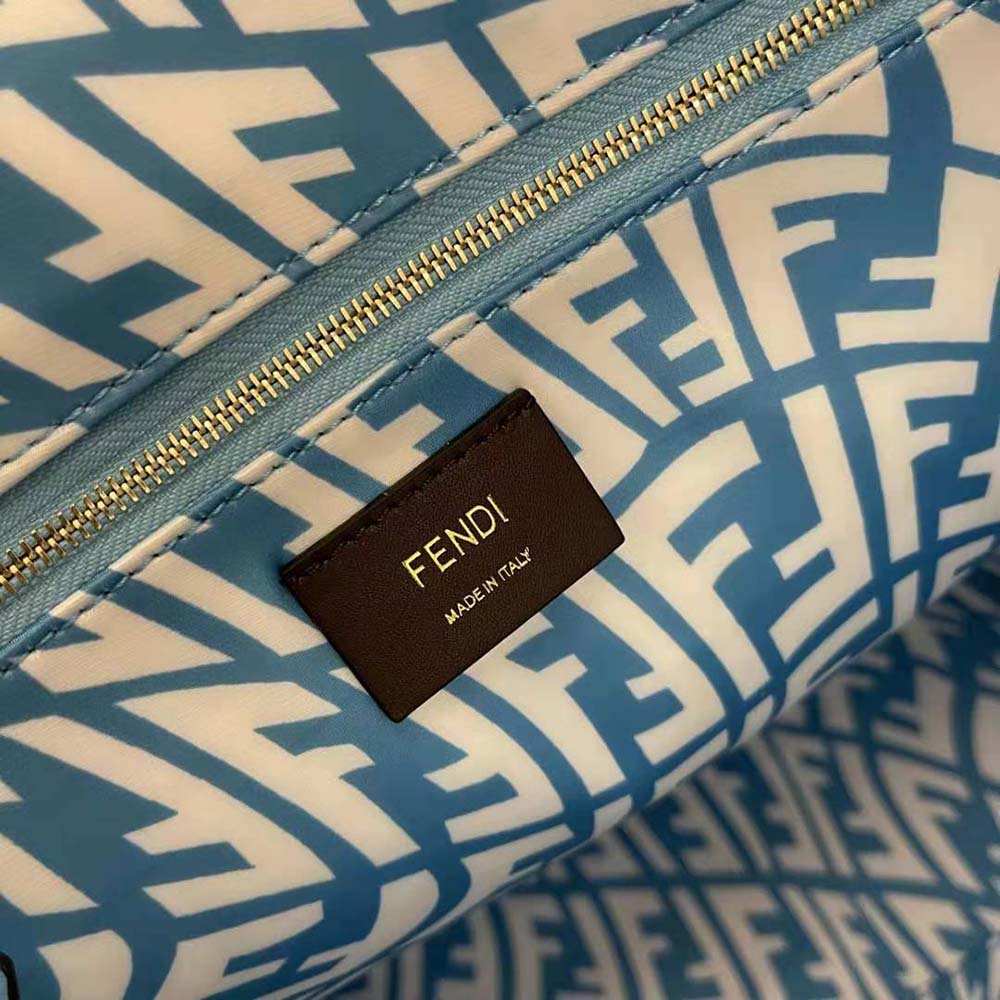 Fendi Unisex Shopper Blue Glazed Canvas Bag