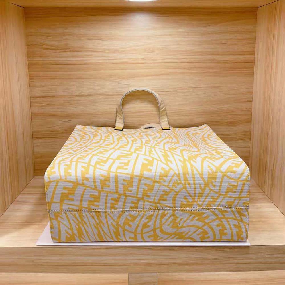 Fendi Unisex Shopper Yellow Glazed Canvas Bag