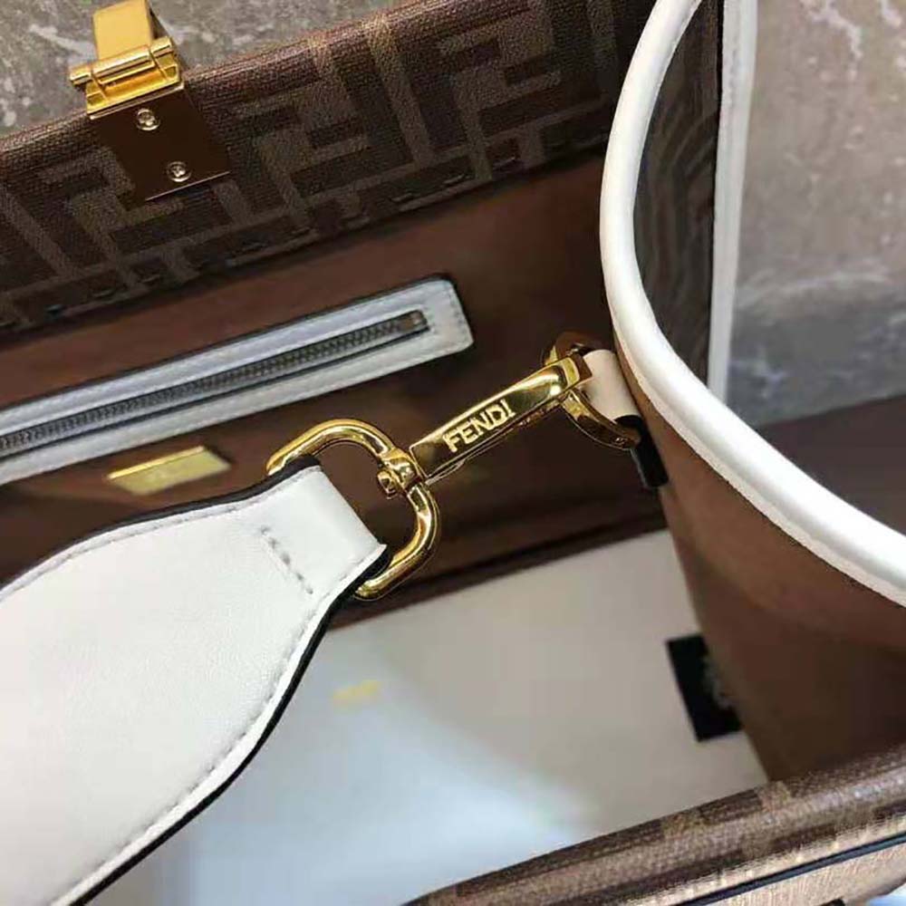 Fendi Women Sunshine Medium FF Glazed Fabric Shopper with Inlay