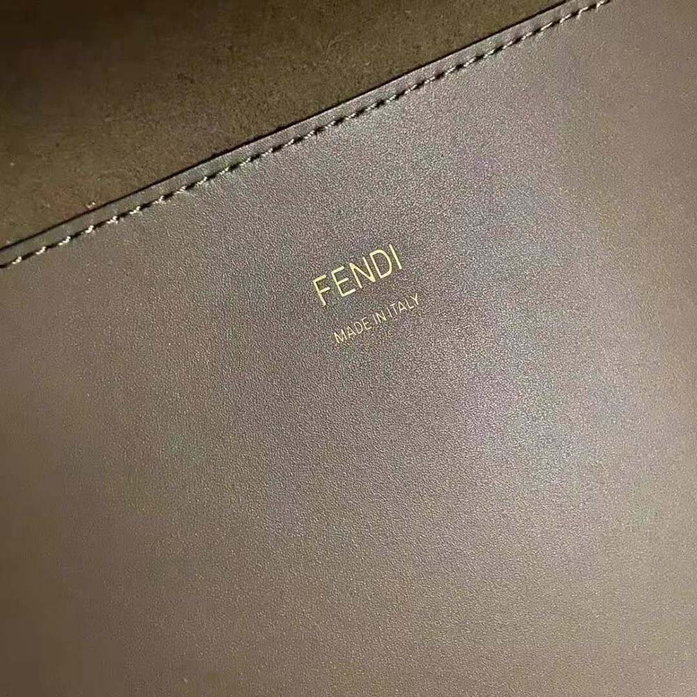 Fendi Women Sunshine Medium Gray Leather and Elaphe Shopper