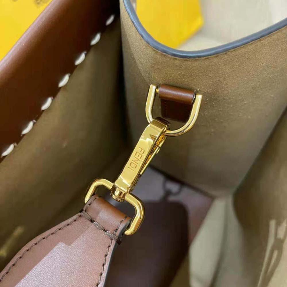 Fendi Women Sunshine Medium Leather Shopper-Maroon