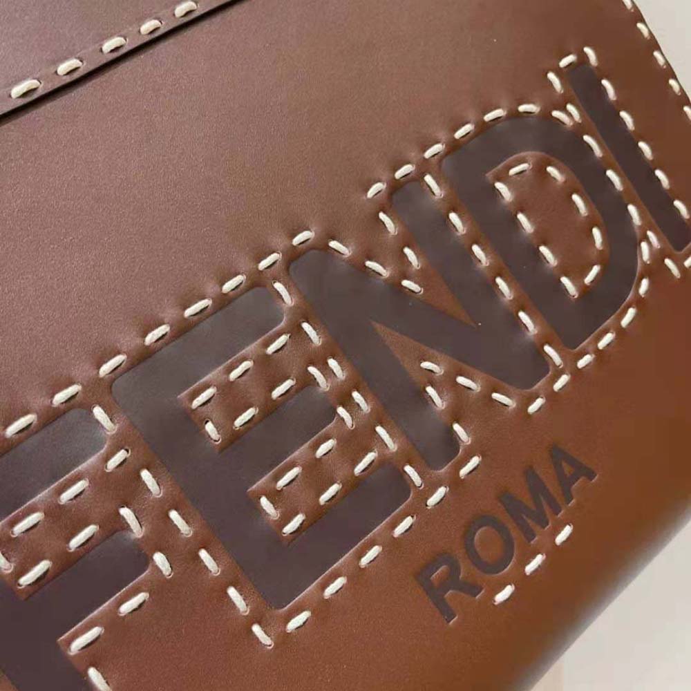 Fendi Women Sunshine Medium Leather Shopper-Maroon