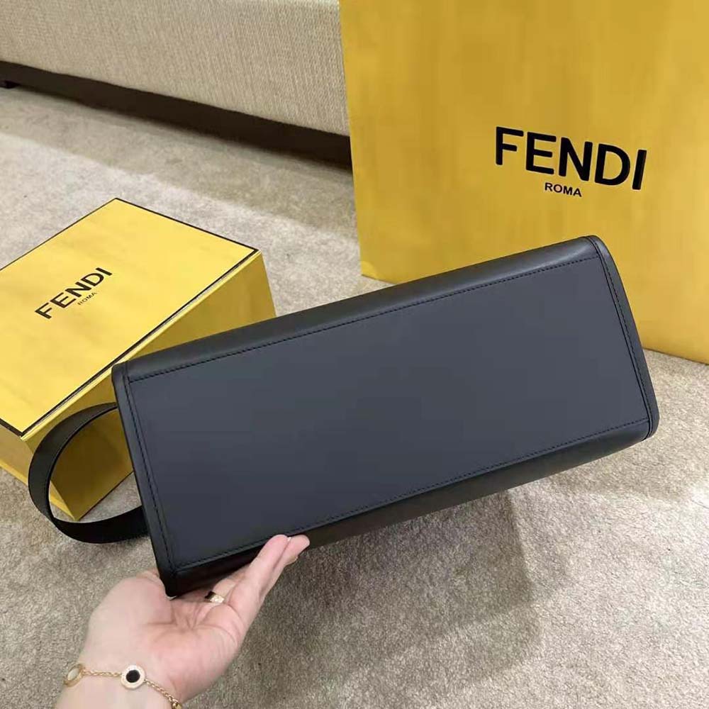 Fendi Women Sunshine Medium Leather Shopper-Black