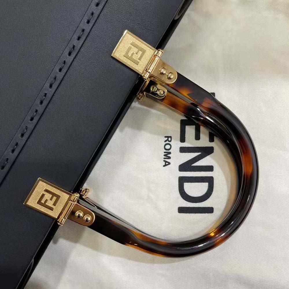 Fendi Women Sunshine Medium Leather Shopper-Black