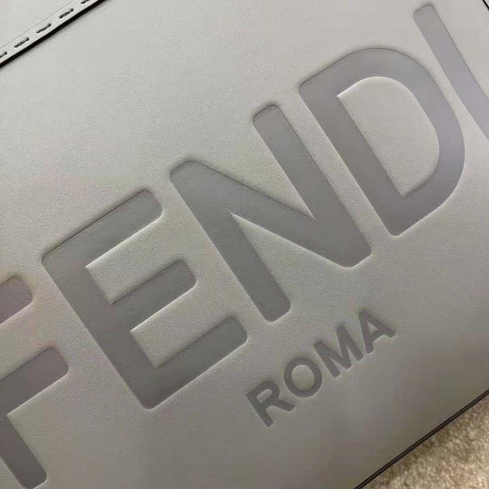 Fendi Women Sunshine Medium Leather Shopper-Grey