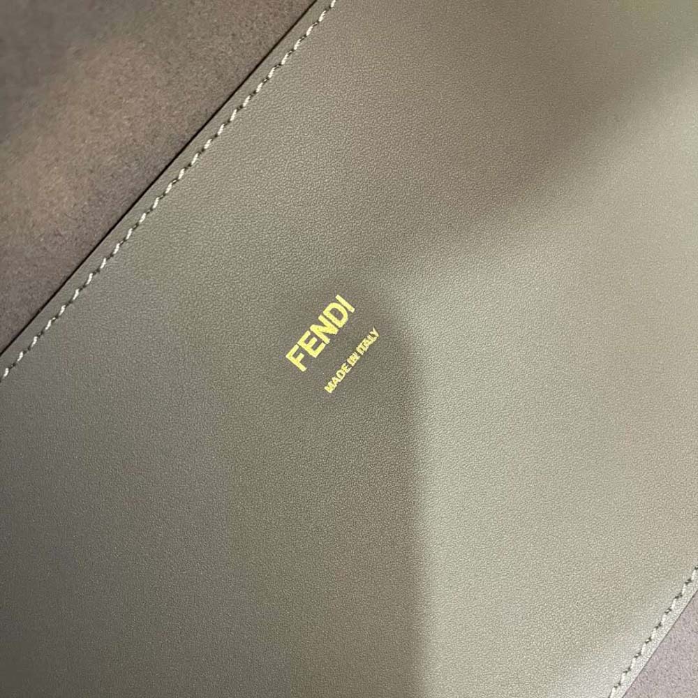 Fendi Women Sunshine Medium Leather Shopper-Grey