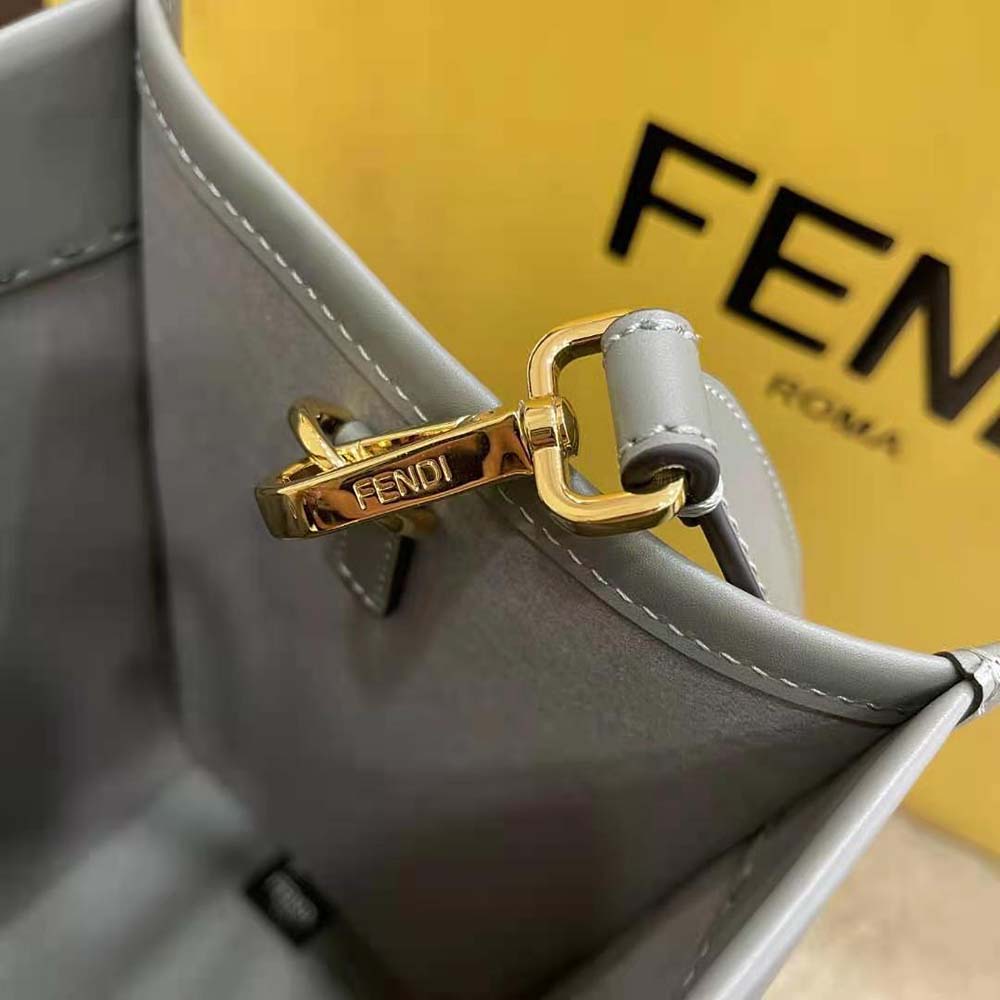 Fendi Women Sunshine Medium Leather Shopper-Grey