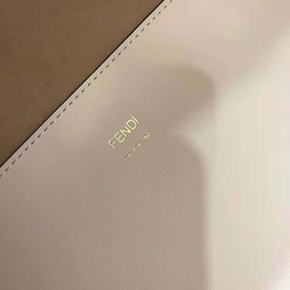 Fendi Women Sunshine Medium Leather Shopper-White
