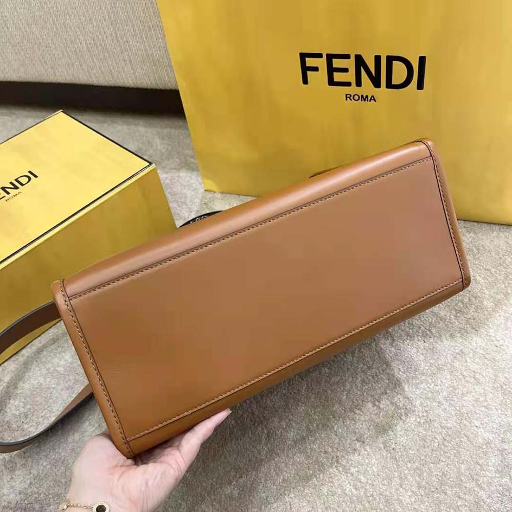 Fendi Women Sunshine Medium Leather Shopper-Brown
