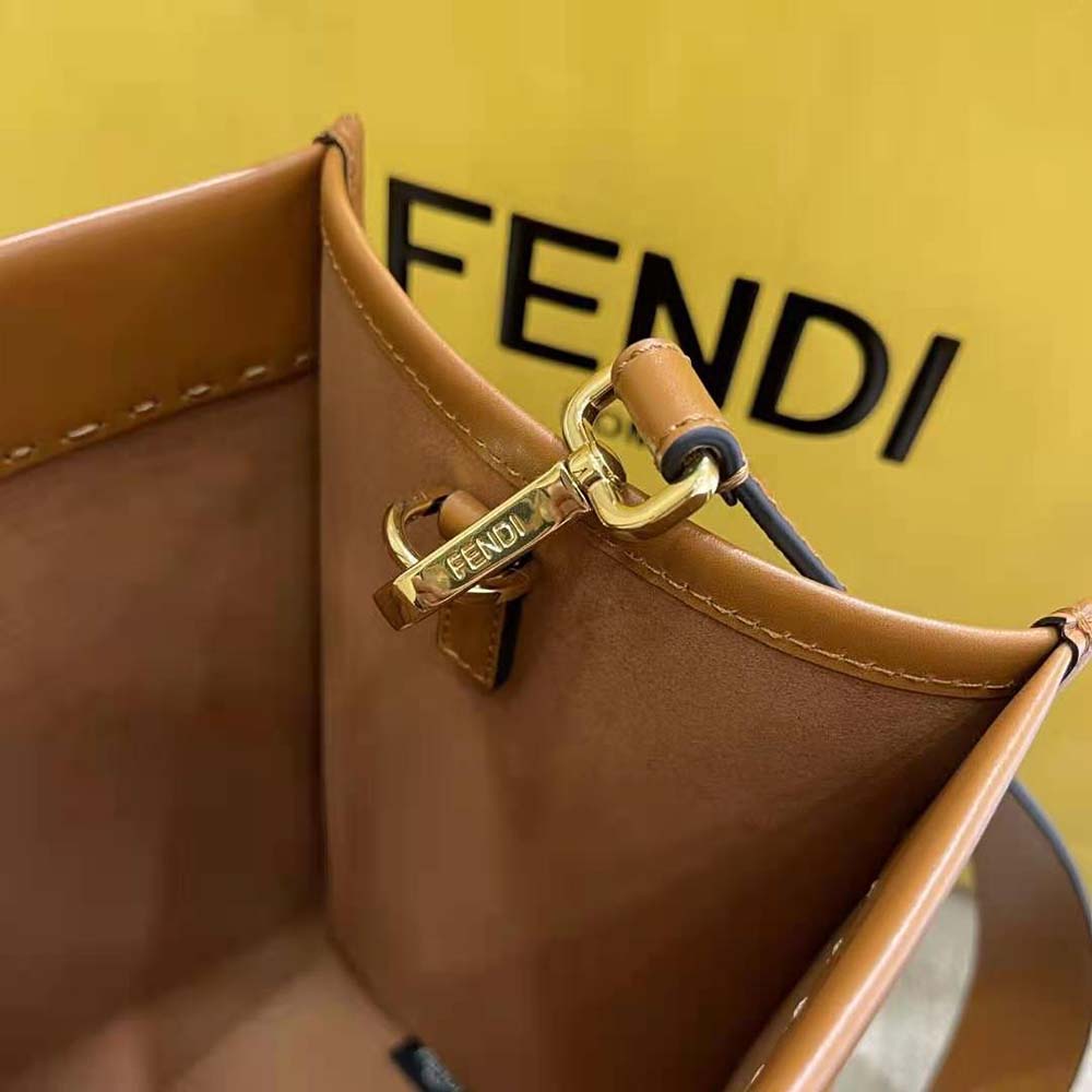 Fendi Women Sunshine Medium Leather Shopper-Brown