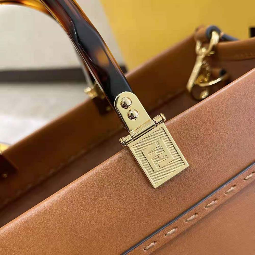 Fendi Women Sunshine Medium Leather Shopper-Brown