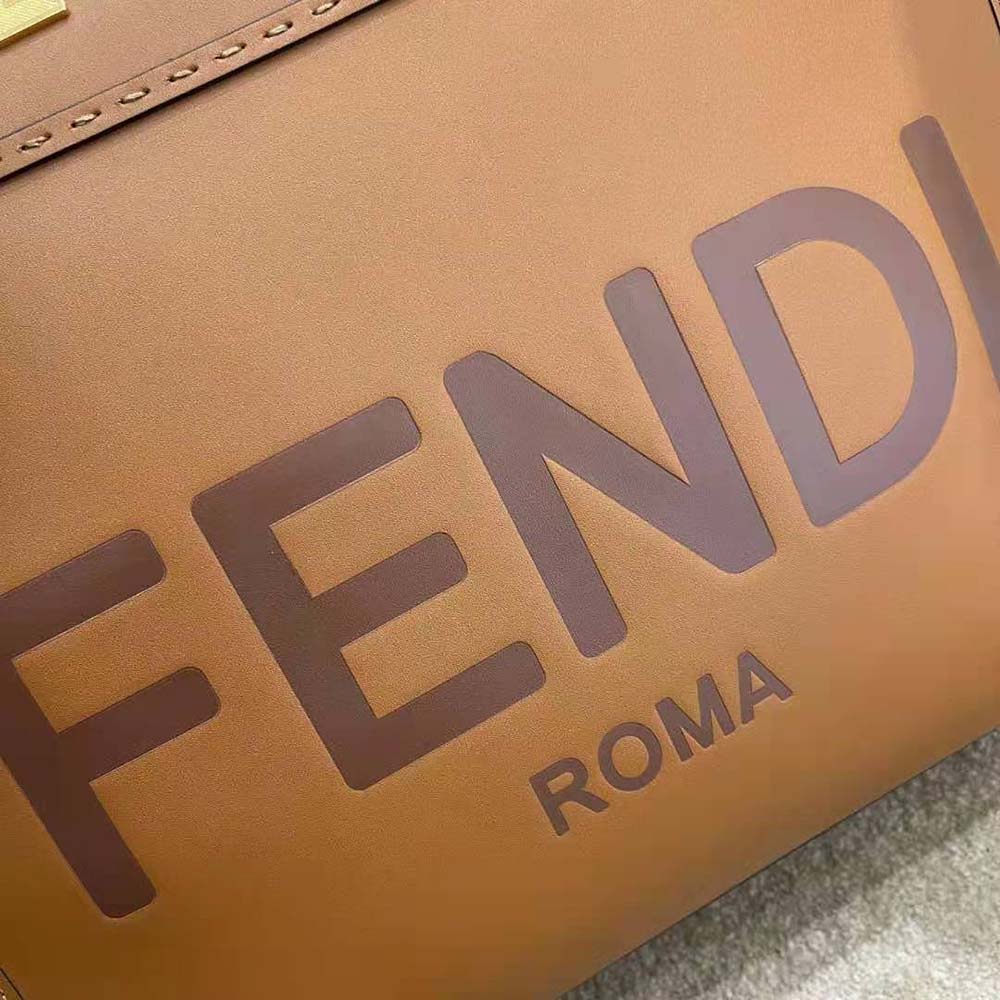 Fendi Women Sunshine Medium Leather Shopper-Brown