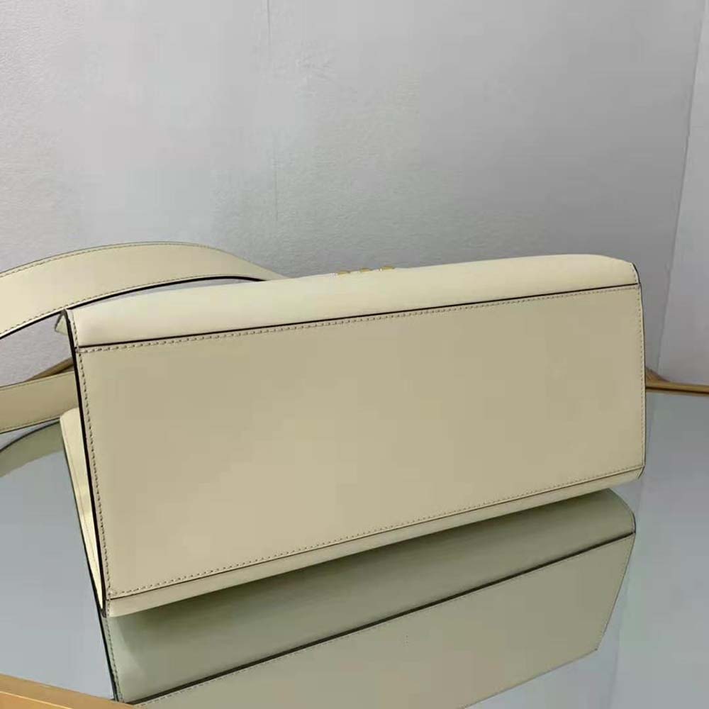 Fendi Women Sunshine Medium White Leather Shopper