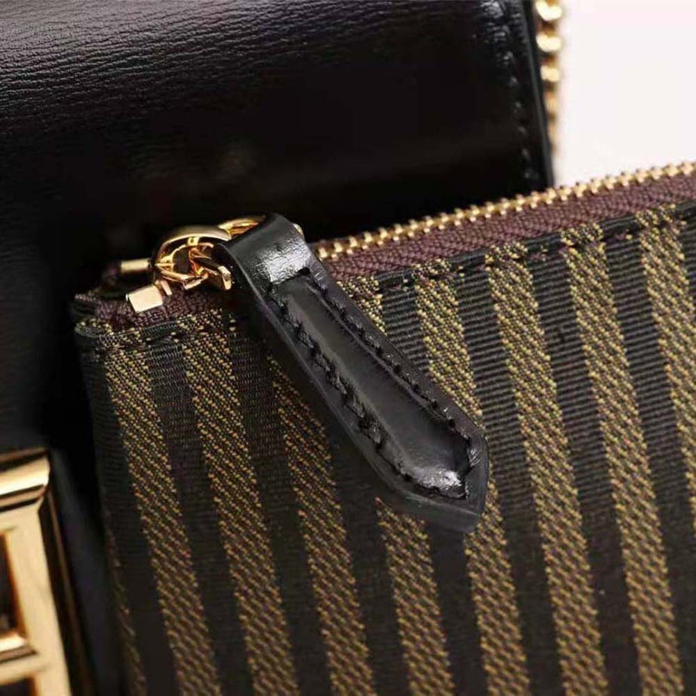 Fendi Women Wallet on Chain with Pouches Leather Mini-Bag-Black