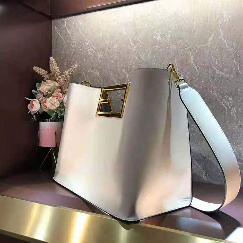 Fendi Women Way Medium Made of Camellia-Colored Leather Bag-White