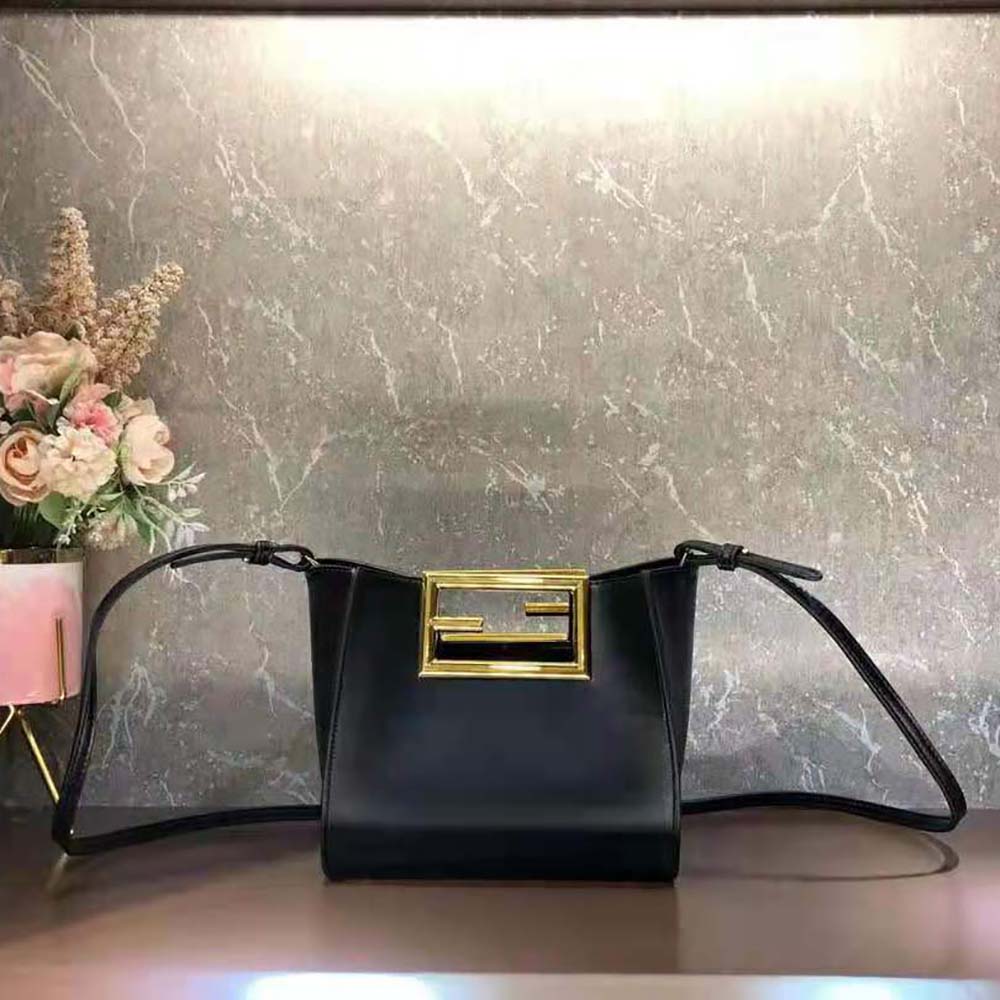 Fendi Women Way Small Made of Camellia-Colored Leather Bag-Black