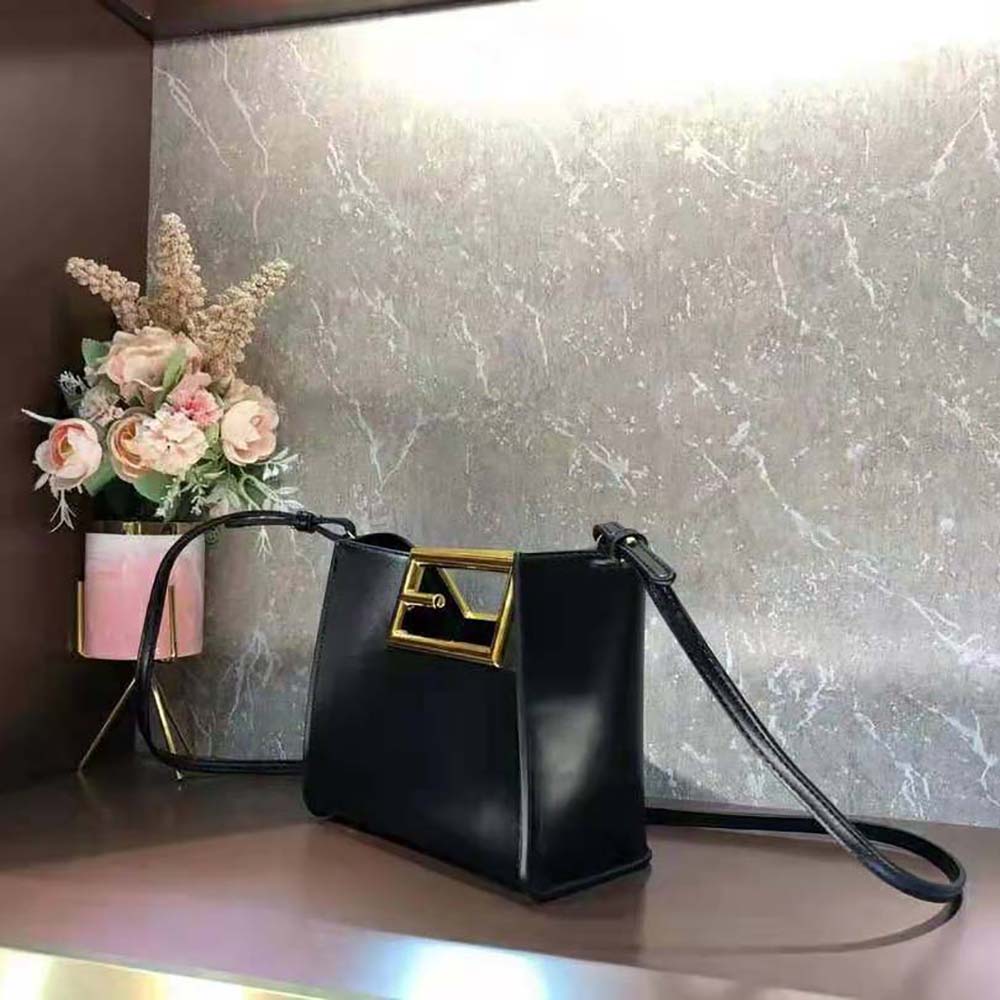 Fendi Women Way Small Made of Camellia-Colored Leather Bag-Black