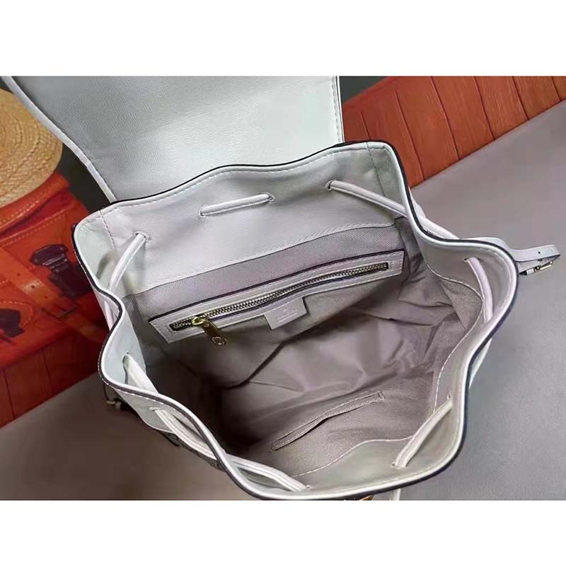 Gucci GG Unisex Gucci 1955 Horsebit Backpack White/Ebony Supreme Canvas